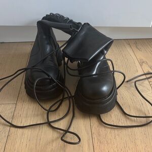 Black Lace-Up Ankle Boots